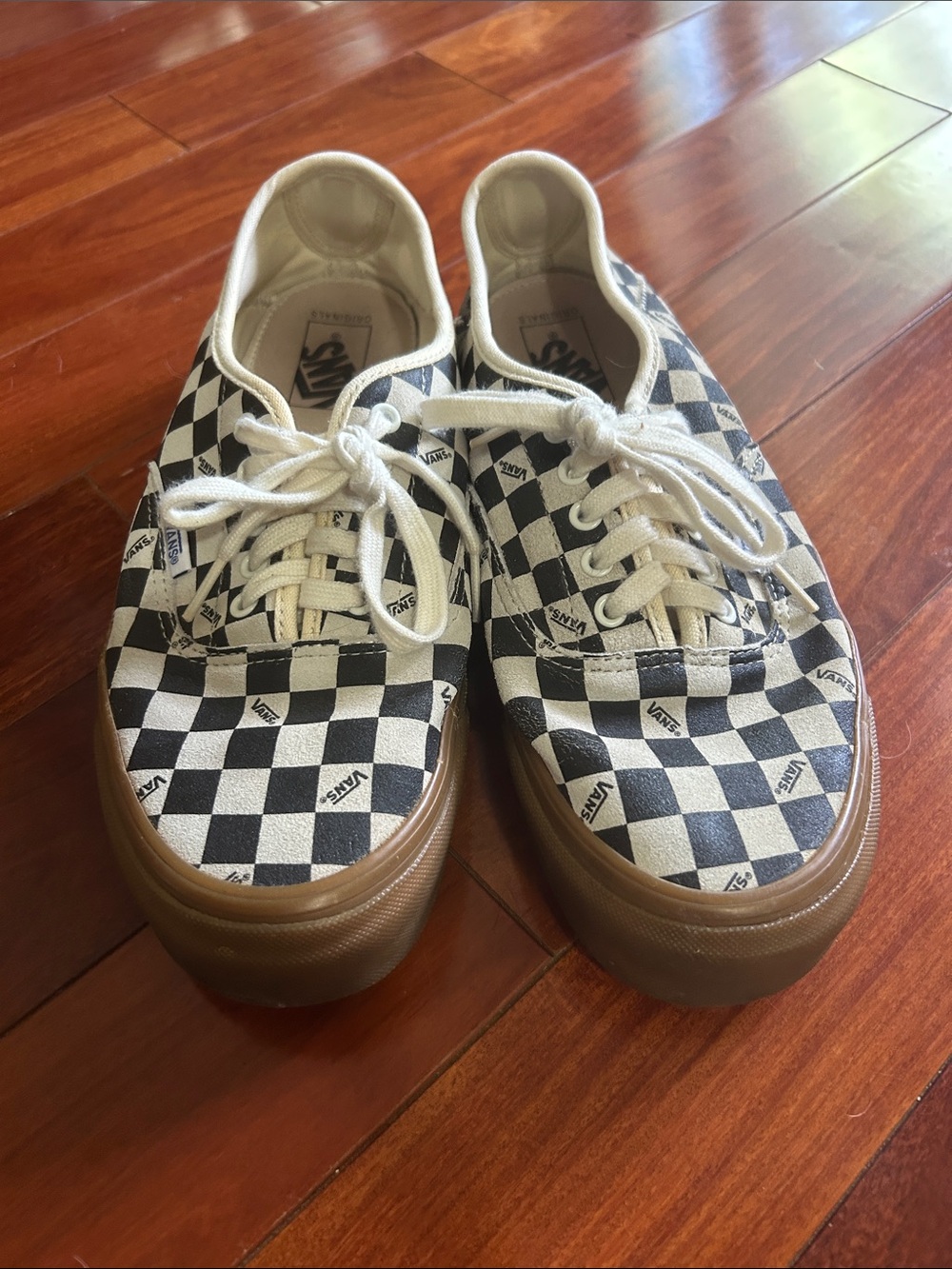 Vans Kids Checkerboard Lace-Up Sneakers - Black, White & Brown